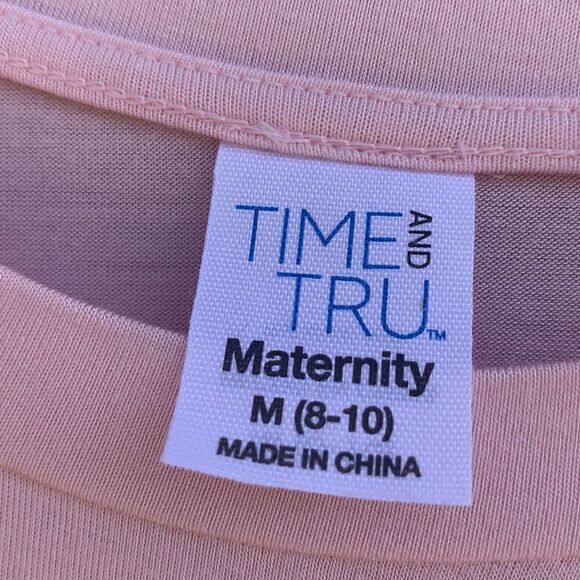 Time And Tru Maternity Baby Doll Pink Short Sleeve Boat Neck Top Medium 8-10 NEW - Picture 3 of 6
